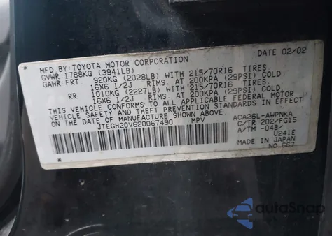 2002 Toyota Rav4 из США, поврежденный, VIN JTEGH20V620067490